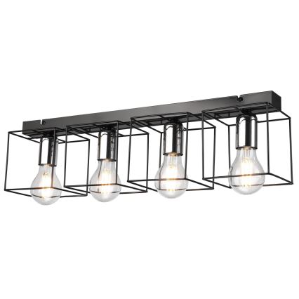Plafonjera MIKA 4xE27/60W/230V 61 cm crni/sjajni krom