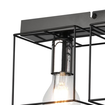 Plafonjera MIKA 4xE27/60W/230V 61 cm crni/sjajni krom