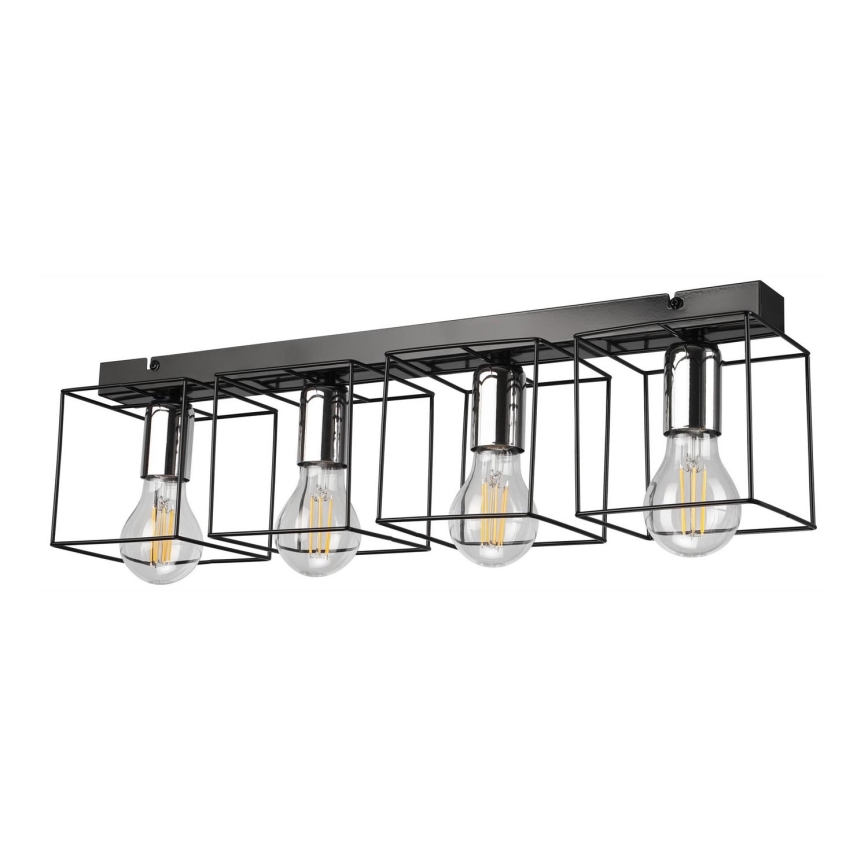 Plafonjera MIKA 4xE27/60W/230V 61 cm crni/sjajni krom
