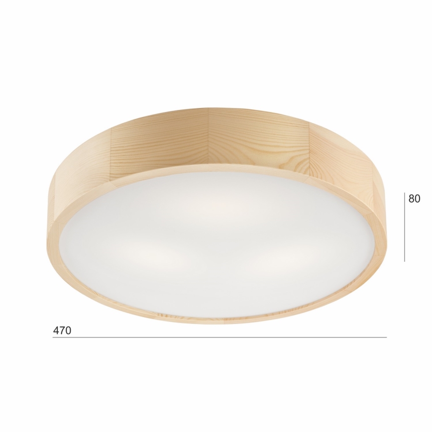 Plafonjera NATURAL 3xE27/60W/230V ø 47 cm bor