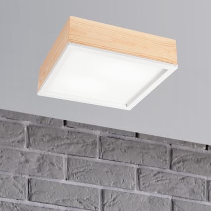 Plafonjera NATURAL SQUARE 2xE27/15W/230V 31x31 cm bor/bela