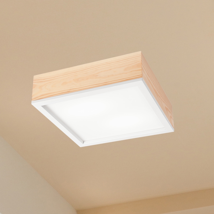 Plafonjera NATURAL SQUARE 2xE27/15W/230V 31x31 cm bor/bela