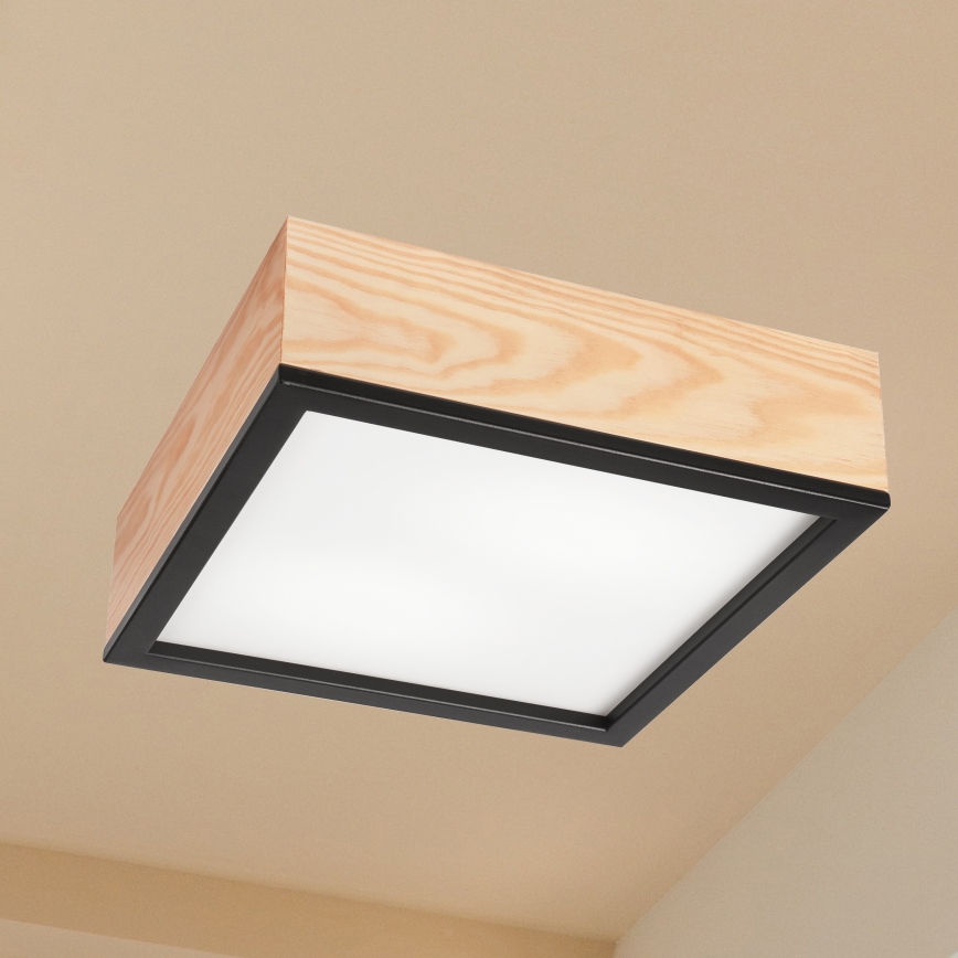 Plafonjera NATURAL SQUARE 2xE27/15W/230V 31x31 cm bor/crni
