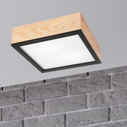 Plafonjera NATURAL SQUARE 2xE27/15W/230V 31x31 cm bor/crni
