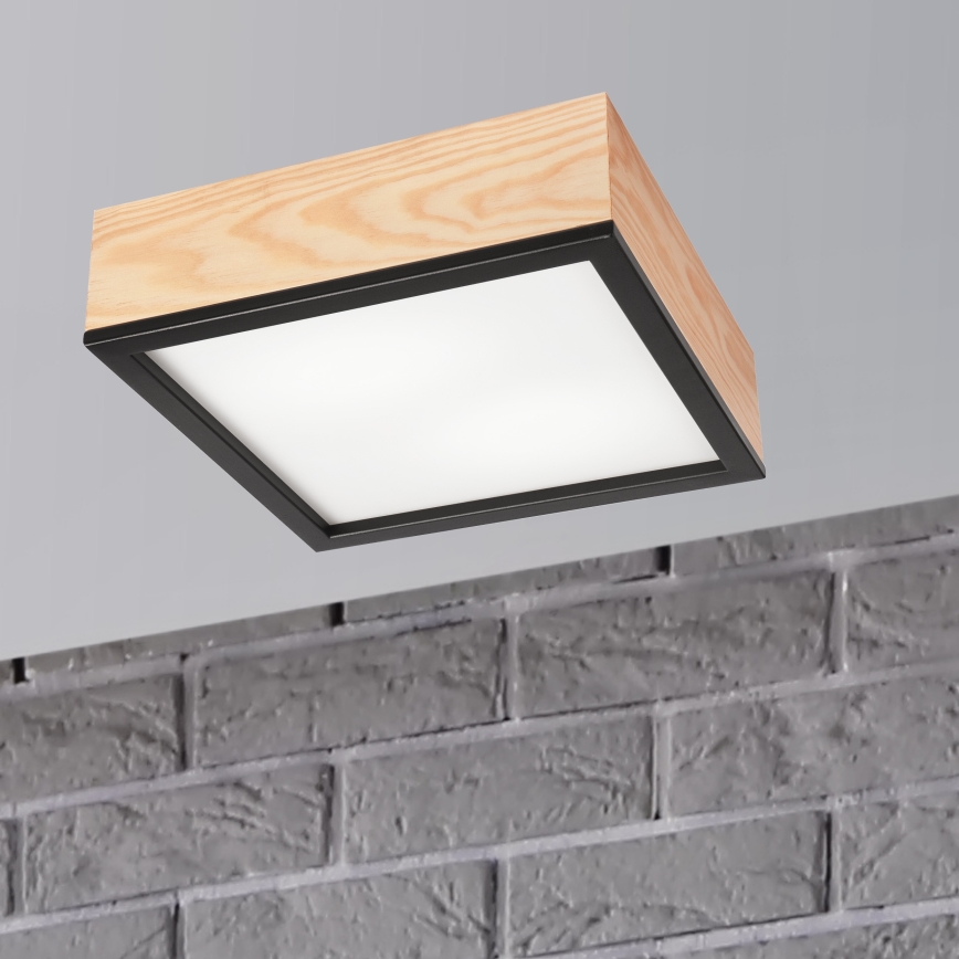 Plafonjera NATURAL SQUARE 2xE27/15W/230V 31x31 cm bor/crni