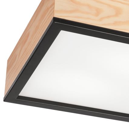 Plafonjera NATURAL SQUARE 2xE27/15W/230V 31x31 cm bor/crni