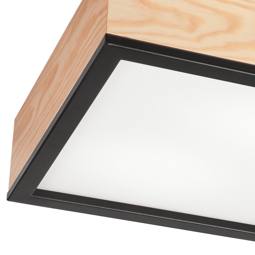 Plafonjera NATURAL SQUARE 2xE27/15W/230V 31x31 cm bor/crni