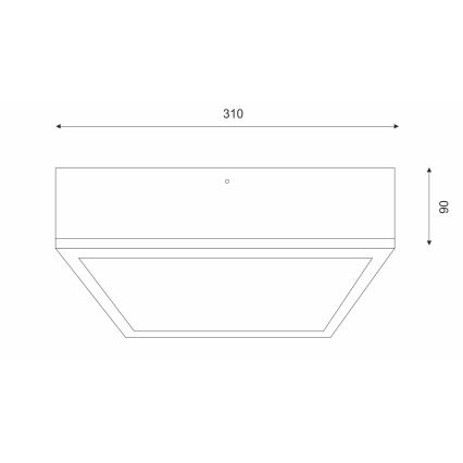 Plafonjera NATURAL SQUARE 2xE27/15W/230V 31x31 cm bor/crni