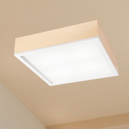 Plafonjera NATURAL SQUARE 4xE27/15W/230V 39x39 cm bor/bela