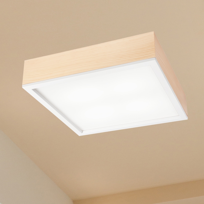 Plafonjera NATURAL SQUARE 4xE27/15W/230V 39x39 cm bor/bela