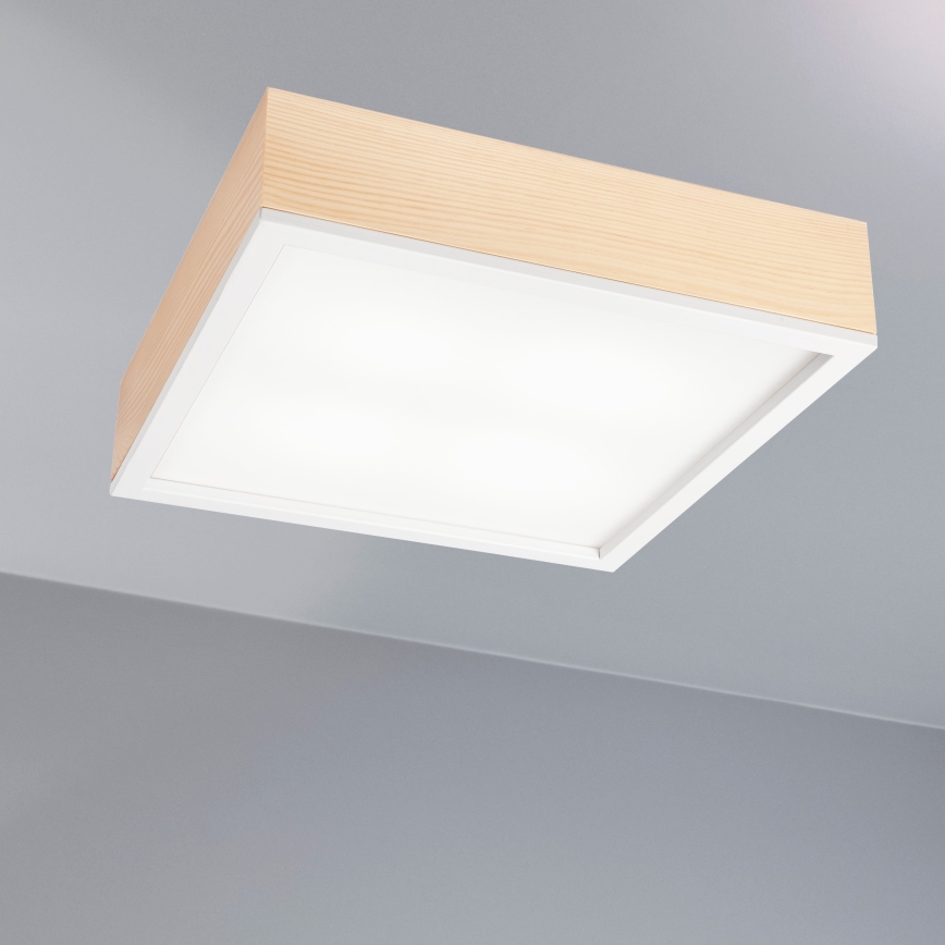 Plafonjera NATURAL SQUARE 4xE27/15W/230V 39x39 cm bor/bela