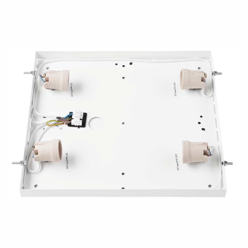 Plafonjera NATURAL SQUARE 4xE27/15W/230V 39x39 cm bor/bela