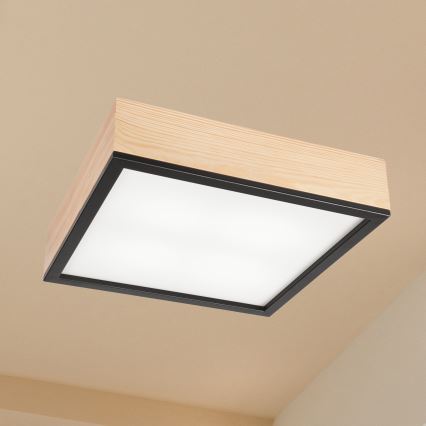 Plafonjera NATURAL SQUARE 4xE27/15W/230V 39x39 cm bor/crni