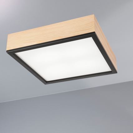 Plafonjera NATURAL SQUARE 4xE27/15W/230V 39x39 cm bor/crni
