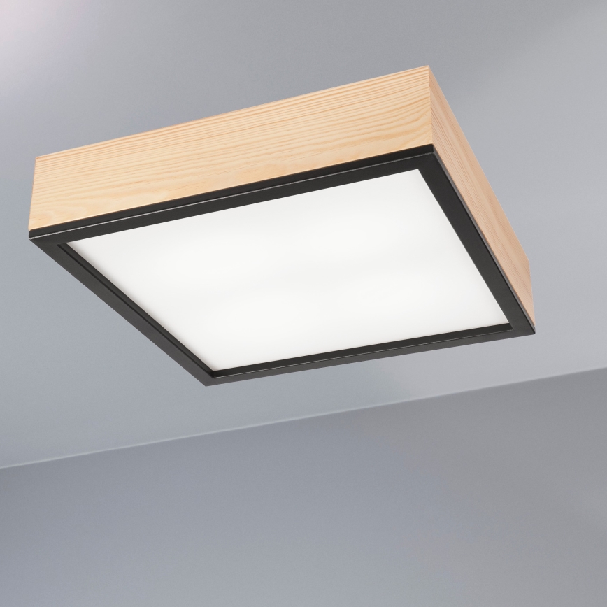 Plafonjera NATURAL SQUARE 4xE27/15W/230V 39x39 cm bor/crni