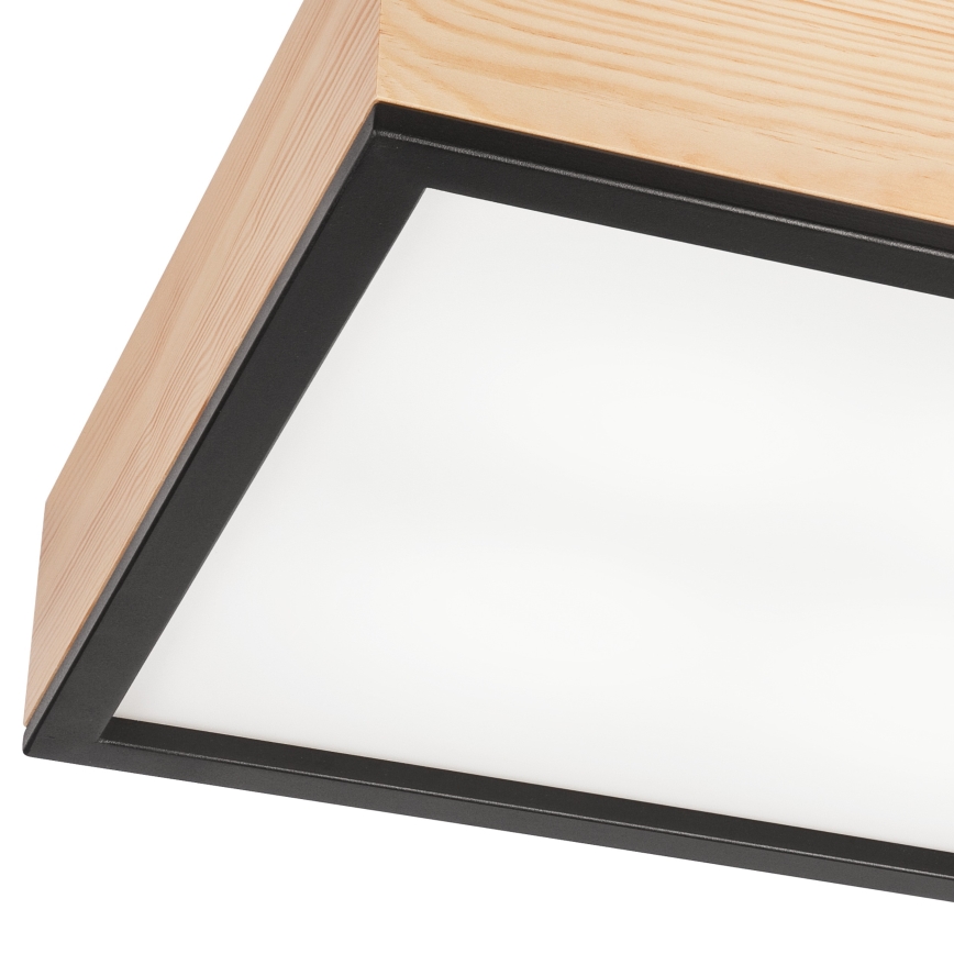 Plafonjera NATURAL SQUARE 4xE27/15W/230V 39x39 cm bor/crni