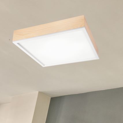 Plafonjera NATURAL SQUARE 4xE27/15W/230V 48x48 cm bor/bela