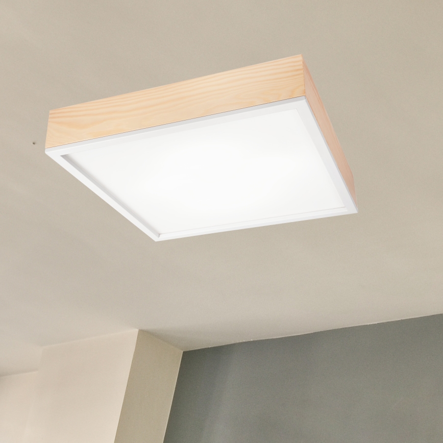 Plafonjera NATURAL SQUARE 4xE27/15W/230V 48x48 cm bor/bela