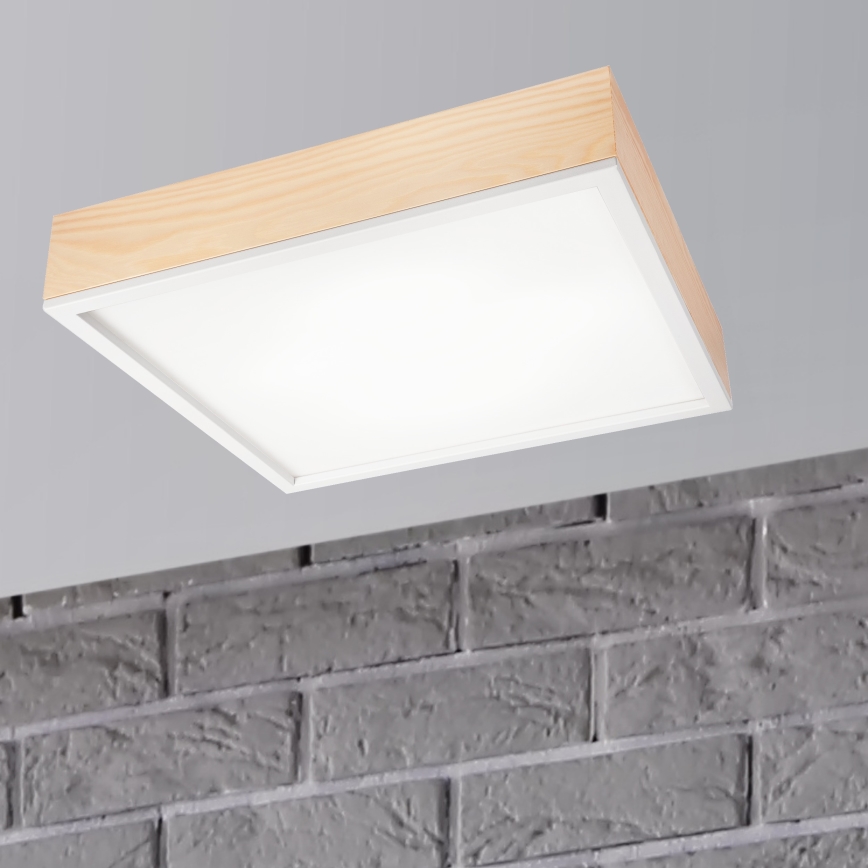 Plafonjera NATURAL SQUARE 4xE27/15W/230V 48x48 cm bor/bela