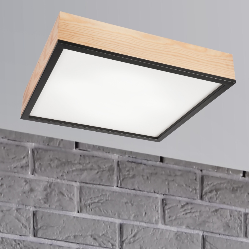 Plafonjera NATURAL SQUARE 4xE27/15W/230V 48x48 cm bor/crni