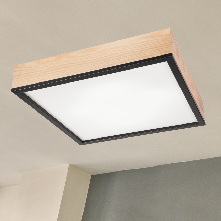 Plafonjera NATURAL SQUARE 4xE27/15W/230V 48x48 cm bor/crni