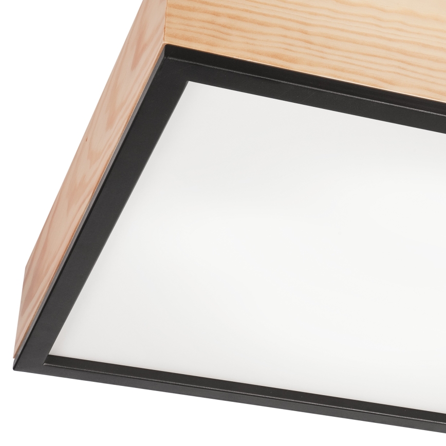 Plafonjera NATURAL SQUARE 4xE27/15W/230V 48x48 cm bor/crni