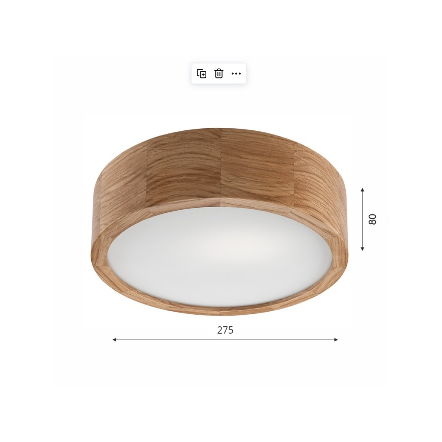 Plafonjera OAK 1xE27/60W/230V hrast ø 27,5 cm