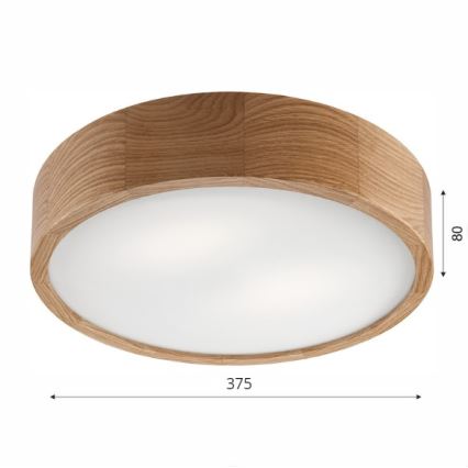 Plafonjera OAK 2xE27/60W/230V hrast ø 37,5 cm