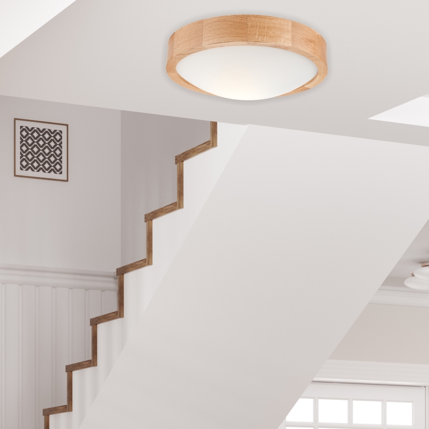 Plafonjera OAK SLIM 1xE27/60W/230V hrast ø 27 cm