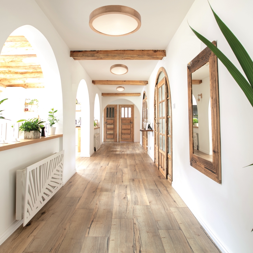 Plafonjera OAK SLIM 2xE27/60W/230V hrast ø 37 cm