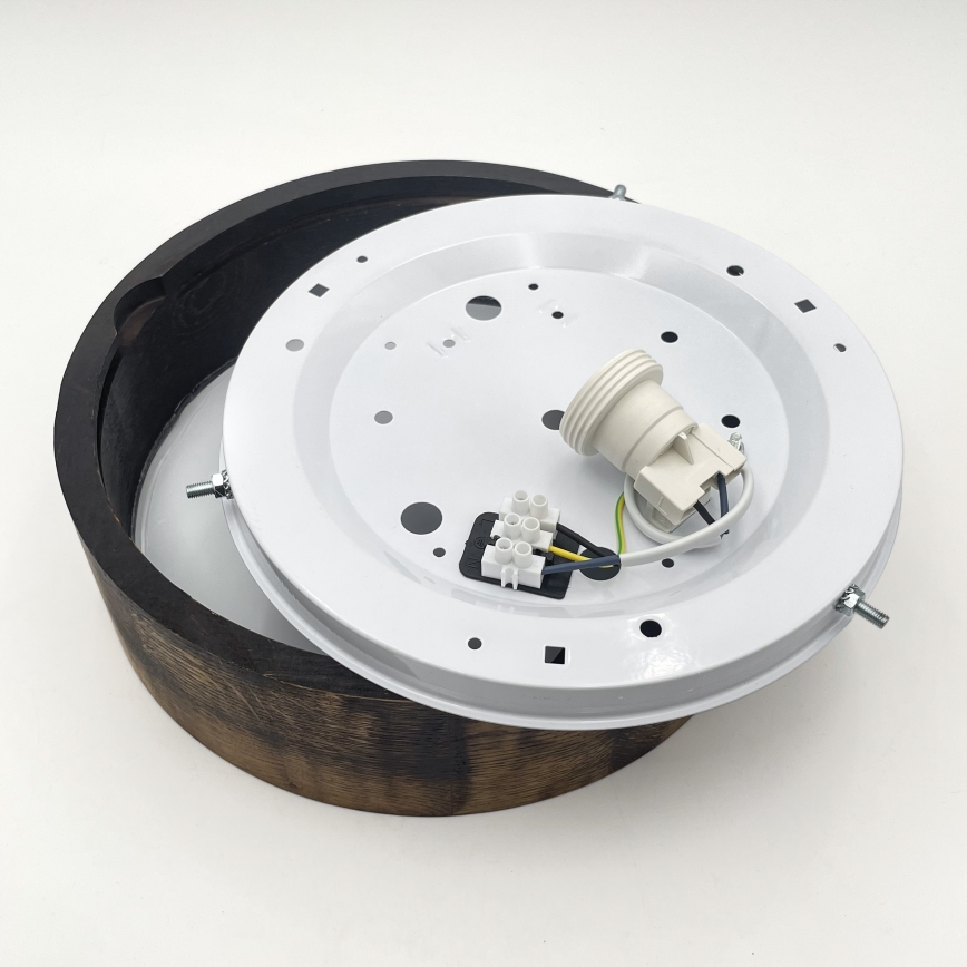 Plafonjera OAK SMOKY 1xE27/15W/230V ø 27,5 cm hrast/tam. smeđa