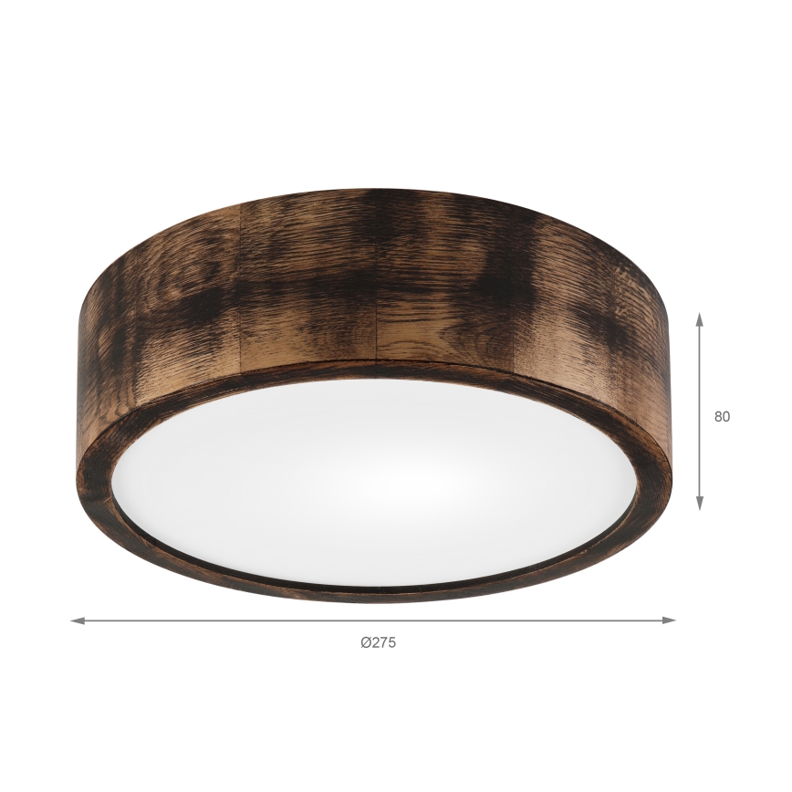 Plafonjera OAK SMOKY 1xE27/15W/230V ø 27,5 cm hrast/tam. smeđa