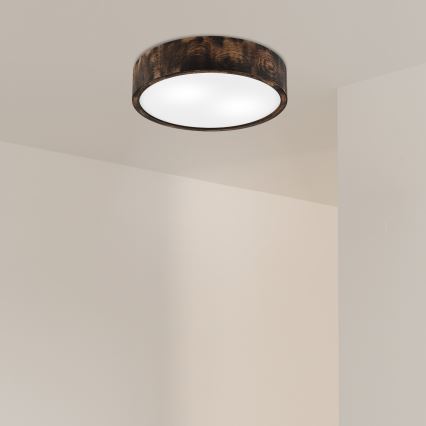 Plafonjera OAK SMOKY 2xE27/15W/230V ø 37,5 cm hrast/tam. smeđa