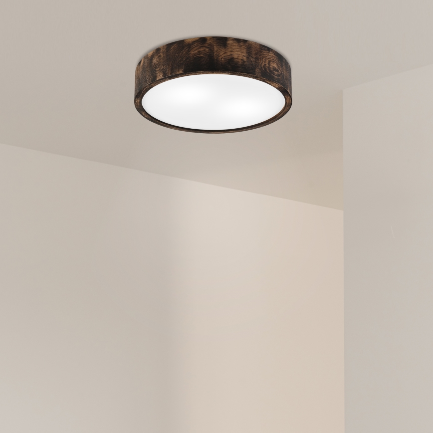 Plafonjera OAK SMOKY 2xE27/15W/230V ø 37,5 cm hrast/tam. smeđa