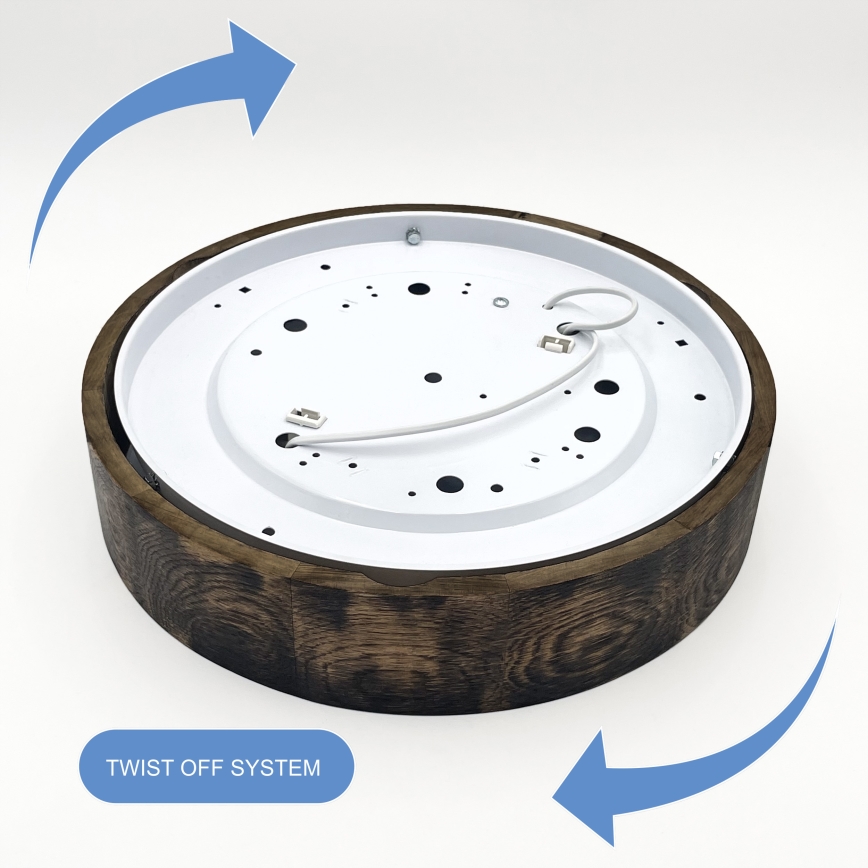 Plafonjera OAK SMOKY 2xE27/15W/230V ø 37,5 cm hrast/tam. smeđa