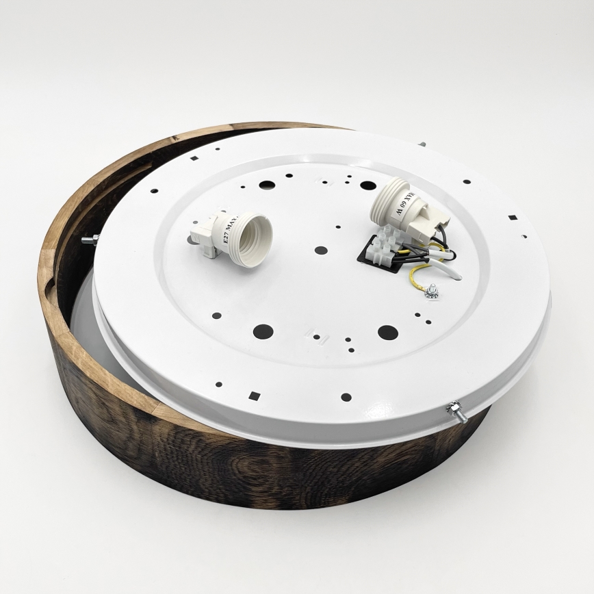 Plafonjera OAK SMOKY 2xE27/15W/230V ø 37,5 cm hrast/tam. smeđa