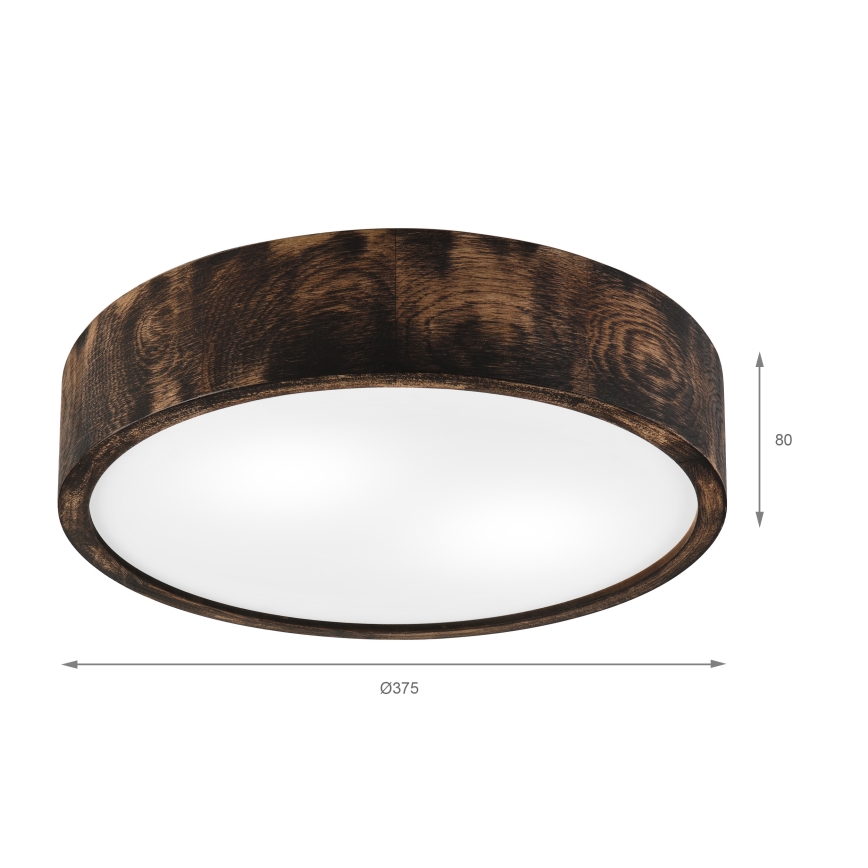 Plafonjera OAK SMOKY 2xE27/15W/230V ø 37,5 cm hrast/tam. smeđa