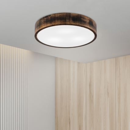Plafonjera OAK SMOKY 3xE27/15W/230V ø 47,5 cm hrast/tam. smeđa