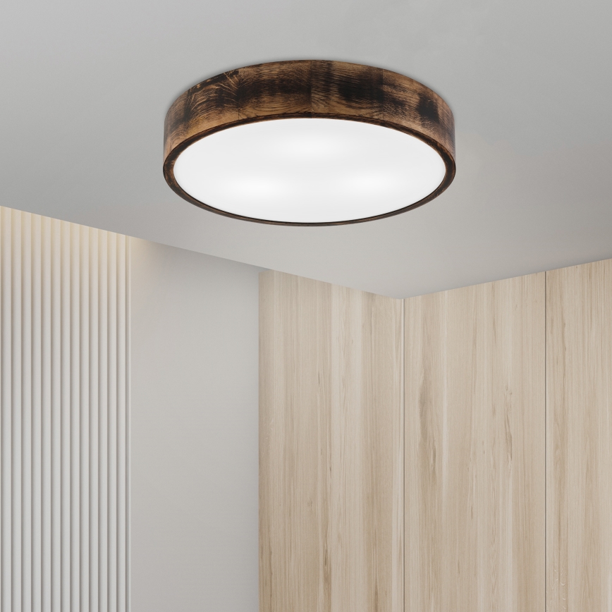 Plafonjera OAK SMOKY 3xE27/15W/230V ø 47,5 cm hrast/tam. smeđa