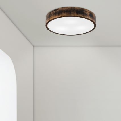 Plafonjera OAK SMOKY 3xE27/15W/230V ø 47,5 cm hrast/tam. smeđa