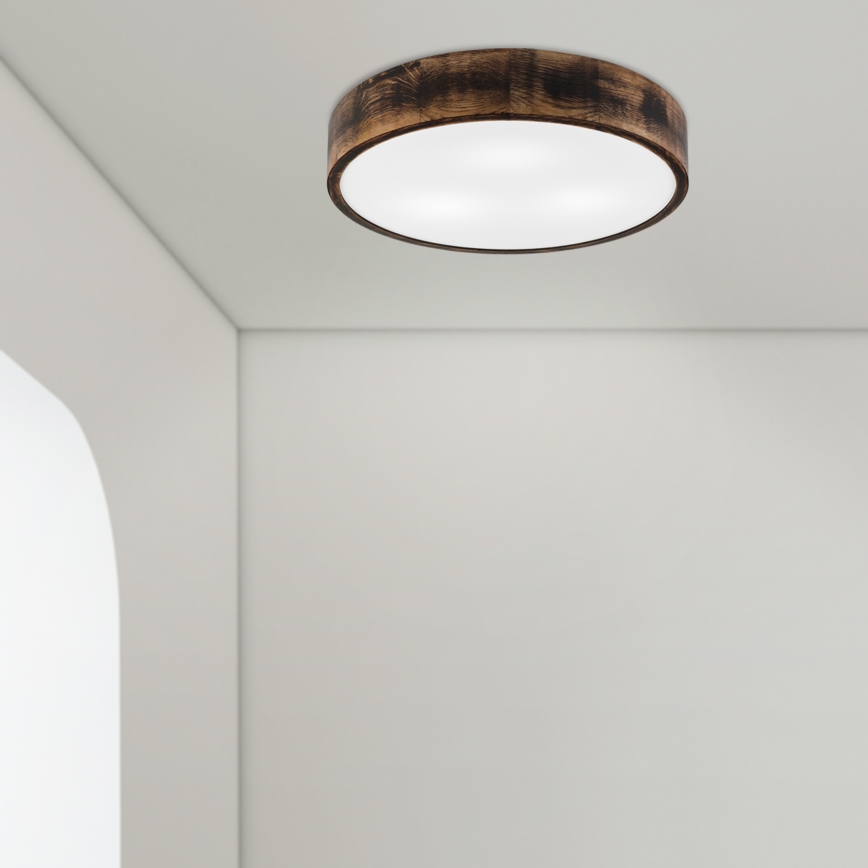 Plafonjera OAK SMOKY 3xE27/15W/230V ø 47,5 cm hrast/tam. smeđa