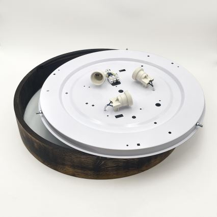 Plafonjera OAK SMOKY 3xE27/15W/230V ø 47,5 cm hrast/tam. smeđa