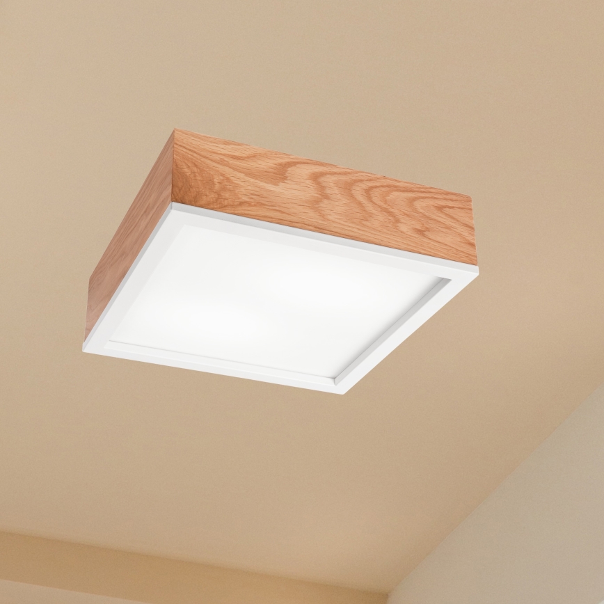 Plafonjera OAK SQUARE 2xE27/15W/230V 31x31 cm hrast/bela