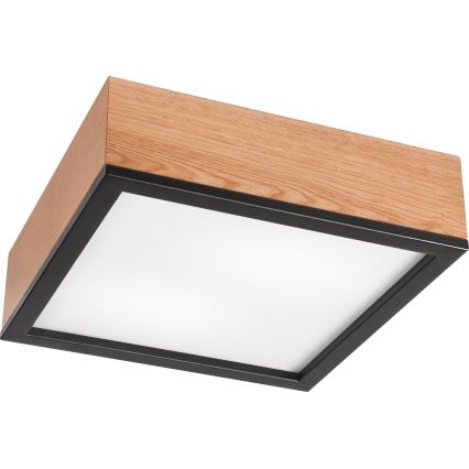 Plafonjera OAK SQUARE 2xE27/15W/230V 31x31 cm hrast/crni