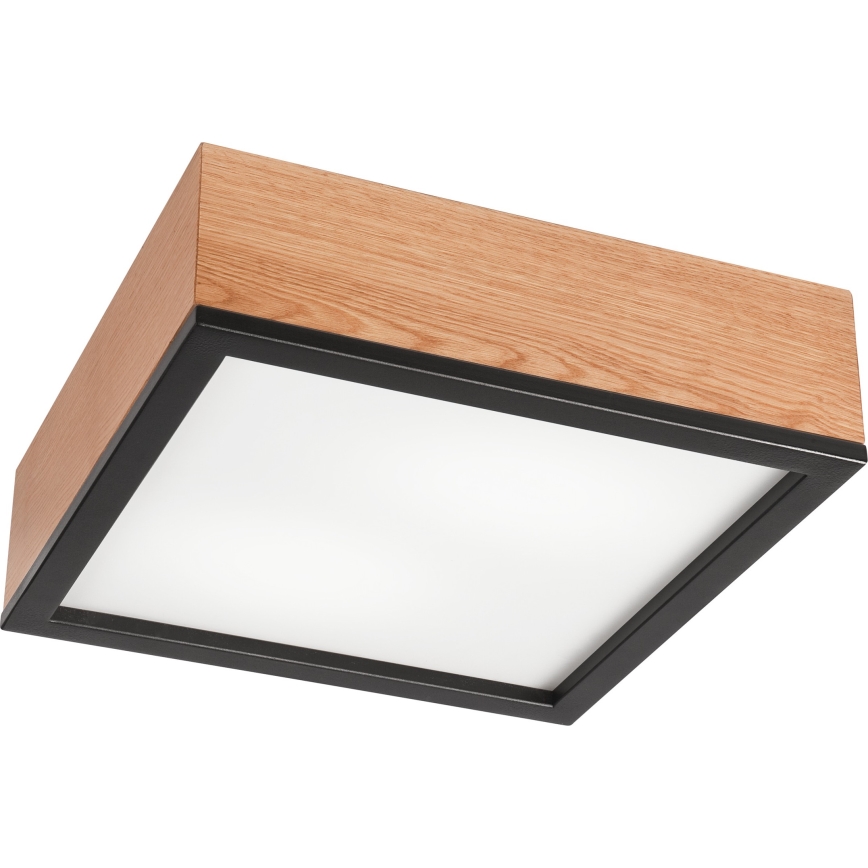 Plafonjera OAK SQUARE 2xE27/15W/230V 31x31 cm hrast/crni