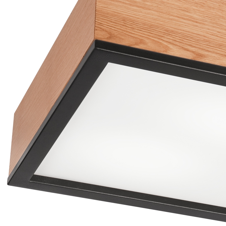 Plafonjera OAK SQUARE 2xE27/15W/230V 31x31 cm hrast/crni
