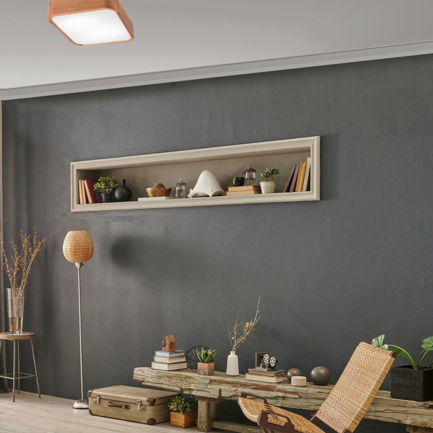 Plafonjera OAK SQUARE 2xE27/15W/230V 35x35 cm hrast