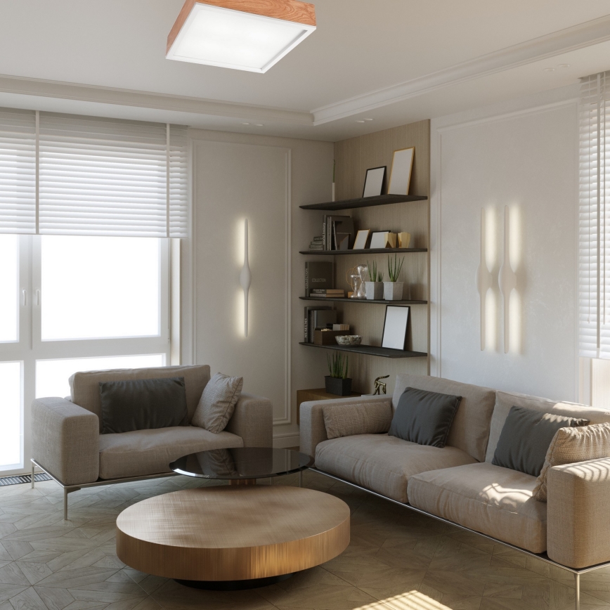 Plafonjera OAK SQUARE 4xE27/15W/230V 39x39 cm hrast/bela