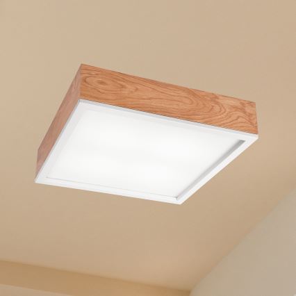 Plafonjera OAK SQUARE 4xE27/15W/230V 39x39 cm hrast/bela