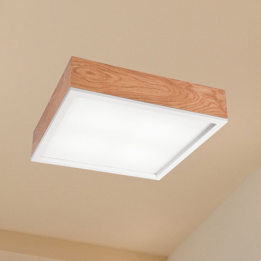 Plafonjera OAK SQUARE 4xE27/15W/230V 39x39 cm hrast/bela